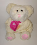 The Baby Place (Children's Place) Sitting Creamy White Bear Plush in Knit Sweater 9 1/2" - sandeesmemoriesandcollectibles.com