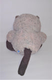Dakin Fun Farm Vintage Gray & Brown Cat Plush 11" sitting from 1985 wearing Fish Bow Tie - sandeesmemoriesandcollectibles.com