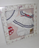 Effanbee Baby Button Nose PIQUE PICNIC Outfit from 2004 with shoes for 18" Doll - sandeesmemoriesandcollectibles.com