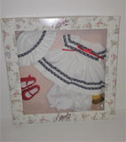 Effanbee Baby Button Nose PIQUE PICNIC Outfit from 2004 with shoes for 18" Doll - sandeesmemoriesandcollectibles.com