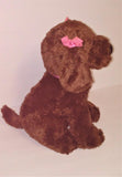 Gund Brown Dog with Pink Collar & Bows Plush Macy's Exclusive for Breast Cancer Awareness 13" Sitting Limited Edition - sandeesmemoriesandcollectibles.com