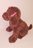 Gund Brown Dog with Pink Collar & Bows Plush Macy's Exclusive for Breast Cancer Awareness 13" Sitting Limited Edition - sandeesmemoriesandcollectibles.com