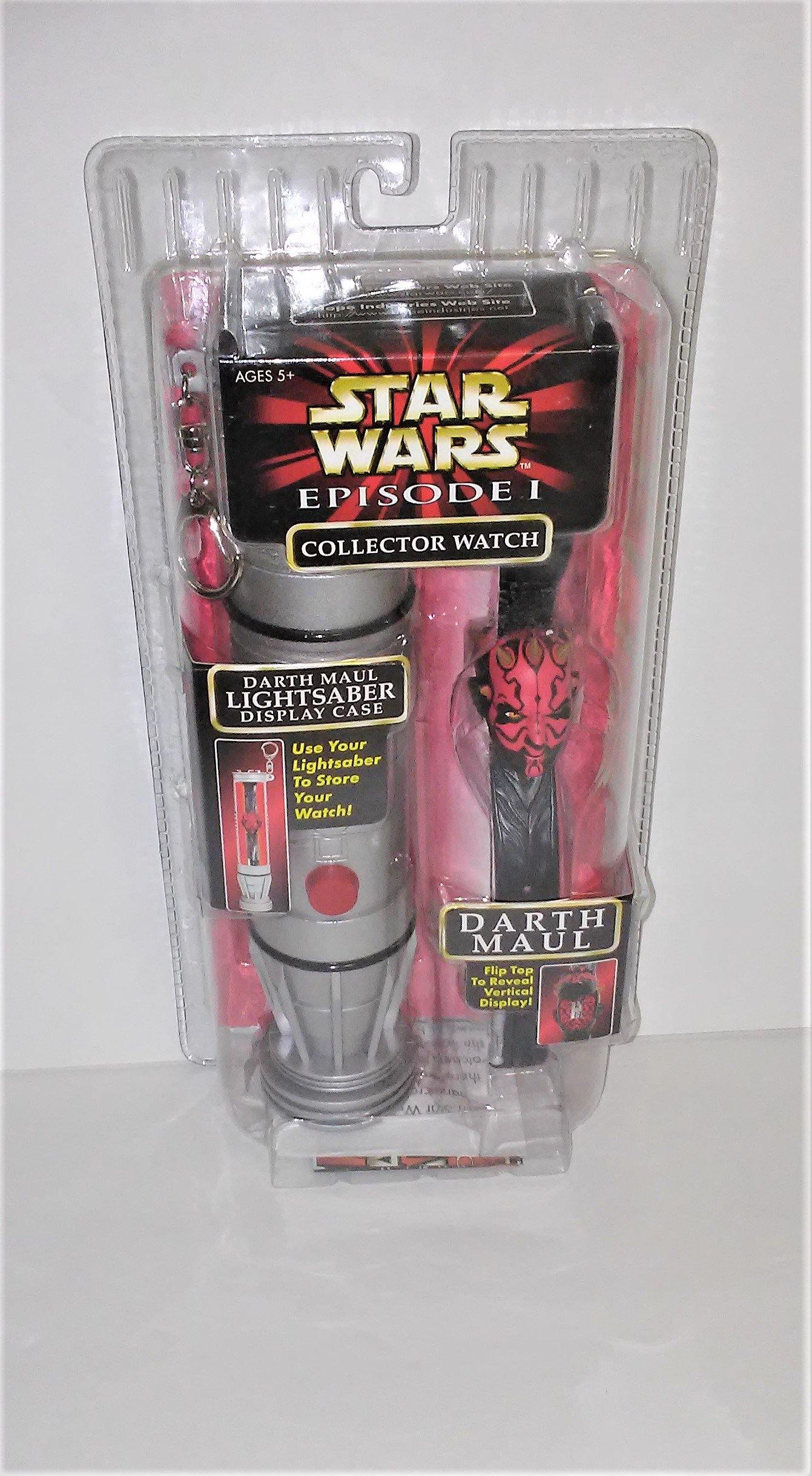 Star Wars Darth Maul Episode 1 Collector Watch w/ Qui-Gon Jinn Lightsaber  Display Case 