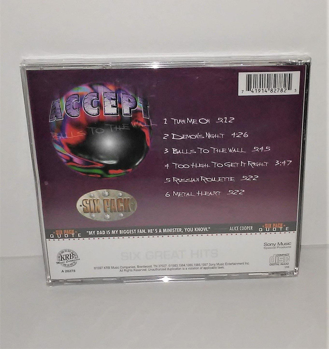 ACCEPT Balls to the Wall Six Pack 6 Greatest Hits Audio Music CD 1997 ...
