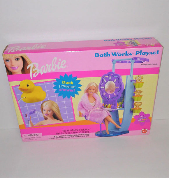 Barbie BATH WORKS PLAYSET from 2000 with a Duck Powered Shower - sandeesmemoriesandcollectibles.com