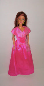 Barbie TERESA Dressed Doll in Dark Pink Gown 11.5" Tall from 1998 - sandeesmemoriesandcollectibles.com