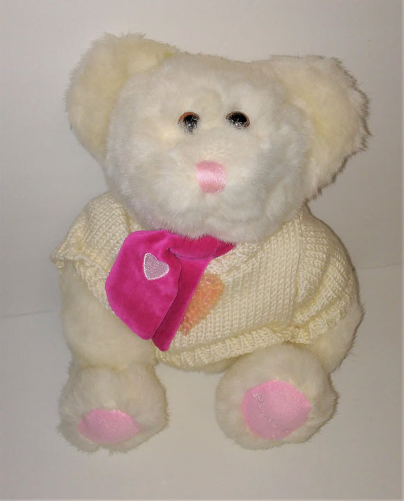 The Baby Place (Children's Place) Sitting Creamy White Bear Plush in Knit Sweater 9 1/2