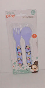 Disney Baby BLUE Mickey Mouse FORK & SPOON Set - sandeesmemoriesandcollectibles.com