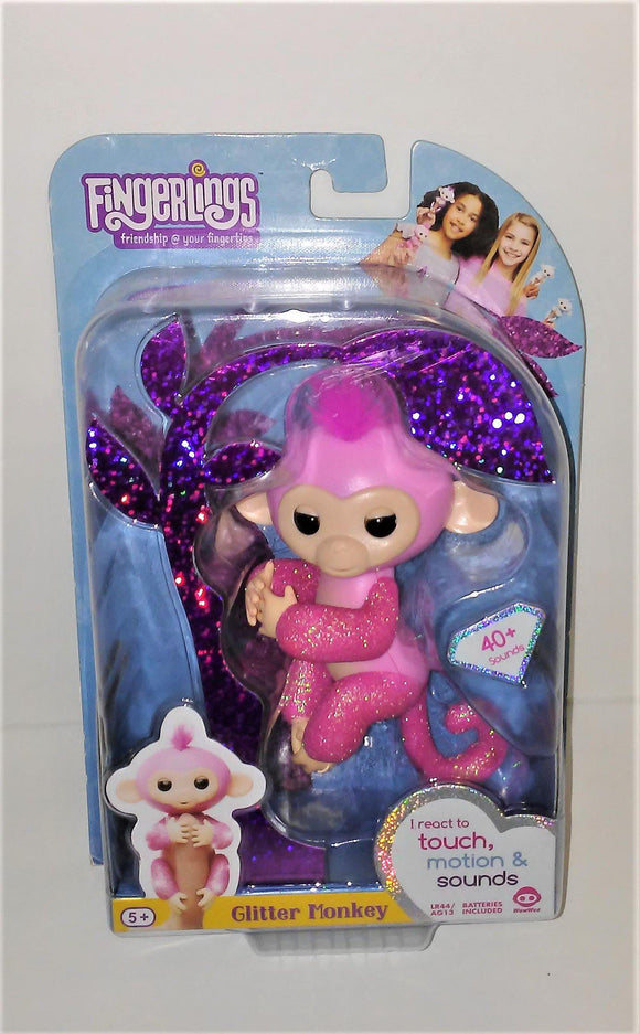 Fingerlings GLITTER PINK MONKEY - ROSE Interactive Baby Pet 40+ Sounds from 2016 - sandeesmemoriesandcollectibles.com