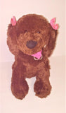 Gund Brown Dog with Pink Collar & Bows Plush Macy's Exclusive for Breast Cancer Awareness 13" Sitting Limited Edition - sandeesmemoriesandcollectibles.com
