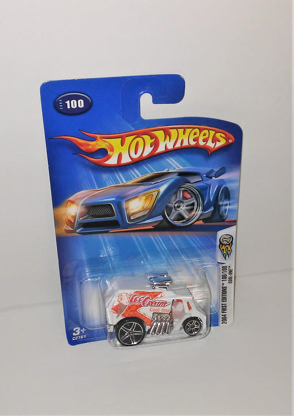 Hot Wheels COOL-ONE Diecast Vehicle 2004 First Editions #100/100 White & Orange - sandeesmemoriesandcollectibles.com
