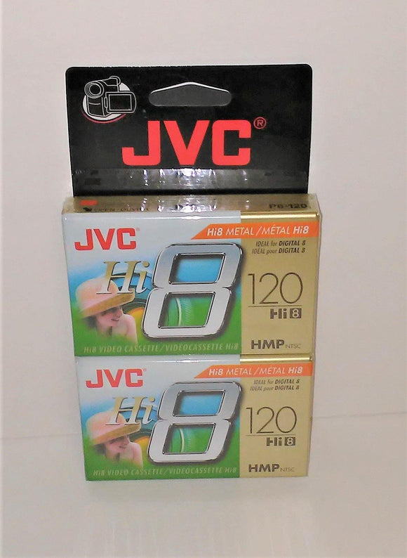 JVC Hi8 Metal 120 Minute 2 Pack BLANK Video Cassette Tapes HMP NTSC - sandeesmemoriesandcollectibles.com