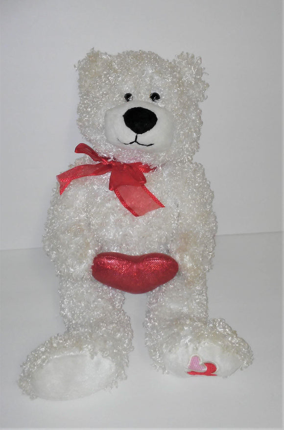 The Petting Zoo WHITE CURLY-HAIRED Plush Bear 17