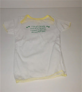 Reborn Doll Preemie or Newborn White & Yellow T-Shirt "I LOVE YOU MY BABY" by Noodle Soup - sandeesmemoriesandcollectibles.com