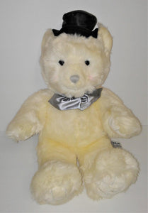 Russ Berrie A BEARY SPECIAL LOVE Groom Bear Creamy White Plush 18" Item #28716 - sandeesmemoriesandcollectibles.com