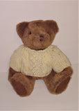 Russ Berrie BARRINGTON Jointed Teddy Bear Plush in Knit Sweater 11" Tall Item #1672 - sandeesmemoriesandcollectibles.com