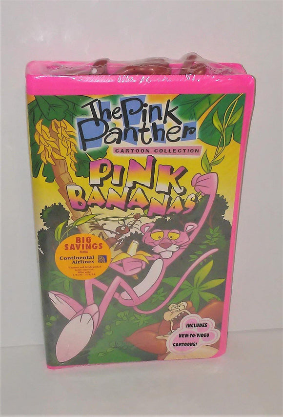 The Pink Panther Cartoon Collection PINK BANANAS VHS Video in Clamshell Case Plus BONUS Action Figure from 1997 - sandeesmemoriesandcollectibles.com
