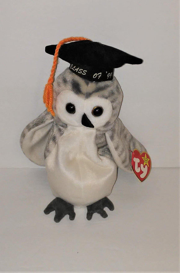 Ty WISER The Graduation Owl Beanie Baby from 1999 - sandeesmemoriesandcollectibles.com