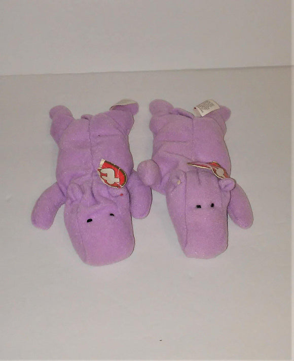 Ty Teenie Beanie Babies HAPPY THE HIPPO - Set of 2 from 1993 - sandeesmemoriesandcollectibles.com